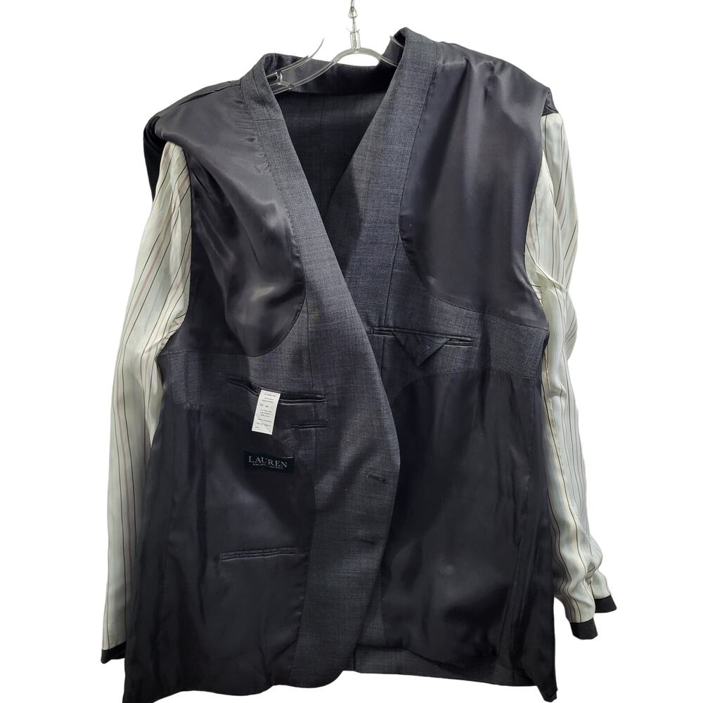 Lauren Ralph Lauren Gray 100% Wool Natural Stretch Sports Jacket Size 48R 11924 - Picture 6 of 10